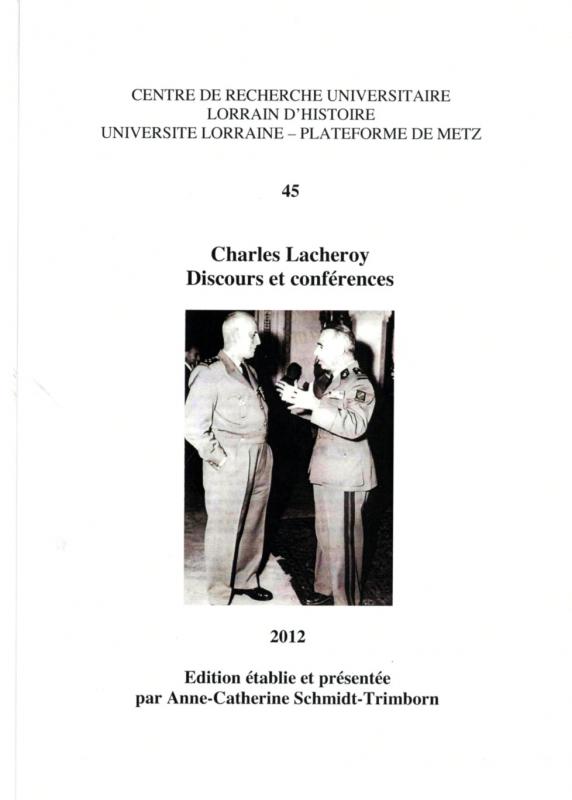 Couverture Charles Lacheroy. Discours et conférences