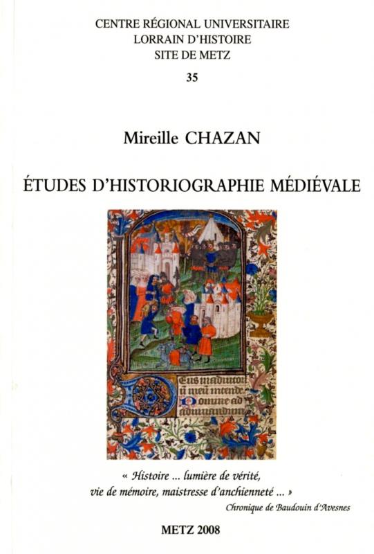 Couverture Etudes d'historiographie médiévale